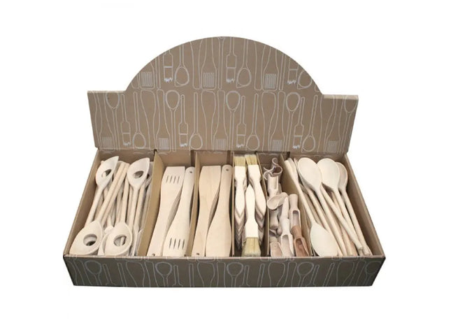 Assorted Set of 6 Wooden Cooking Tools: 180 Pieces in Display TK Gruppe® Grosshandel 