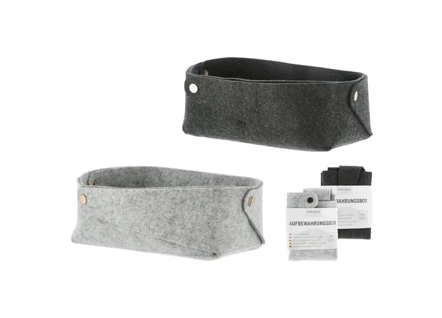 Aufbewahrungsbox Filz mit Knöpfen, 2er-Set, 15x28cm – Stilvoller Organizer | Strapazierfähige Filz-Aufbewahrungsboxen TK Gruppe® Grosshandel 