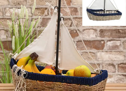 Aufbewahrungskorb in Segelschiff-Form | 45x45cm Maritimer Deko-Organizer TK Gruppe® Grosshandel 