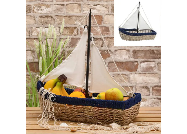 Aufbewahrungskorb in Segelschiff-Form | 45x45cm Maritimer Deko-Organizer TK Gruppe® Grosshandel 