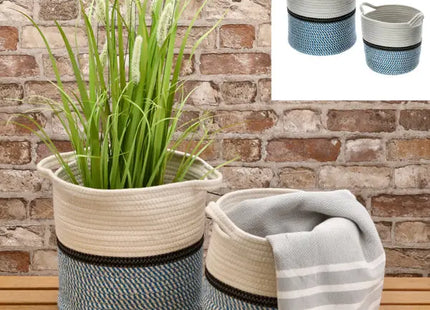 Aufbewahrungskorb mit Henkel - 2er Set, Geflochtene Körbe für die Aufbewahrung zu Hause TK Gruppe® Grosshandel 