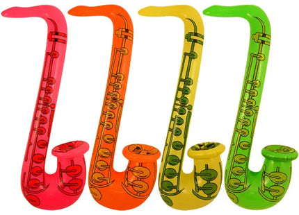 Aufblasbare Saxophon-Attrappe, Neonfarben, 75 cm, 4Er-Set - Partyzubehör & Musikdeko TK Gruppe® Grosshandel 
