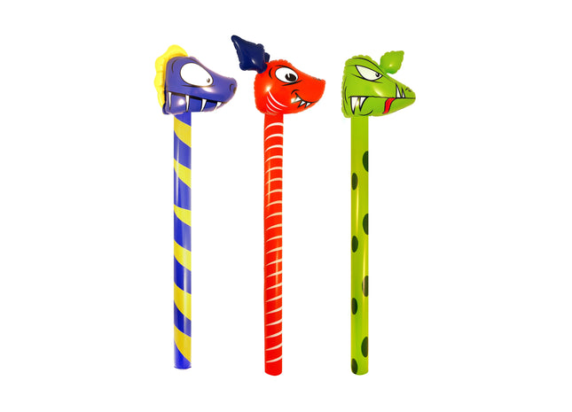 Aufblasbarer Dinosaurier-Stab, 118 cm, 3-fach sortiert, Spielzeug für Kinder TK Gruppe® Grosshandel 