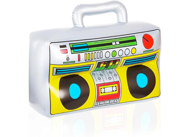 Aufblasbarer Retro Ghettoblaster ca 45 x 42 cm Hip Hop Radio Walkman 80er 90er Outfit Party Accessoires Kostüm Fasching Karneval Bad Taste Assi