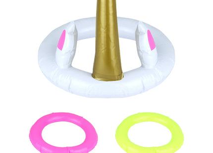 Aufblasbares Einhorn-Stirnband-Spielset mit 19 cm großen Ringen, 24 cm, lustige Partyaktivität TK Gruppe® Grosshandel 