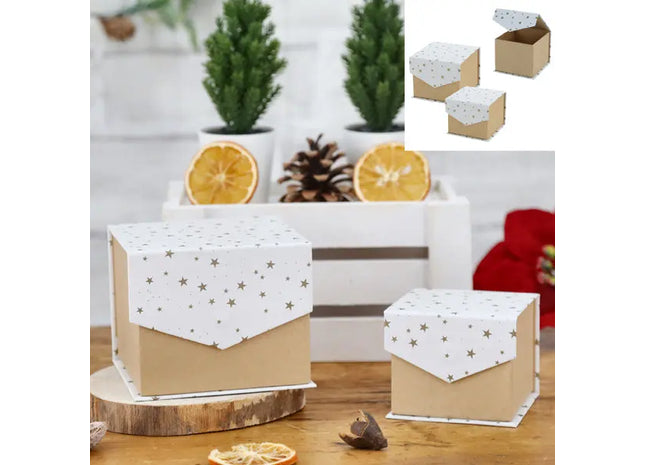 Aufklappbares Boxenset Sterne - 2er Set faltbare Aufbewahrungsboxen für Zuhause & Büro TK Gruppe® Grosshandel 