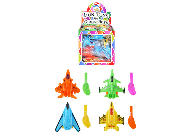 Aufzieh-Flugzeug, 6 cm, 4 Designs, mit Schlüsselmechanismus, verschiedene Farben, Spielzeug für Kinder TK Gruppe® Grosshandel 