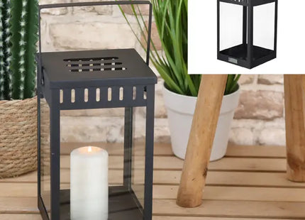Schwarze quadratische Laterne Living - Dekoratives Windlicht, ca. 25cm hoch, für Innen/Außen TK Gruppe® Grosshandel 