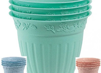 4er-Set Runde Blumentöpfe aus Kunststoff, 10cm - Robuste Pflanzgefäße für Innen/Außen TK Gruppe® Grosshandel 