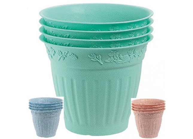 4er-Set Runde Blumentöpfe aus Kunststoff, 10cm - Robuste Pflanzgefäße für Innen/Außen TK Gruppe® Grosshandel 