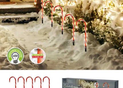 Außenbereich LED Zuckerstangen Lichterkette, 5 Stück, wetterfest, 47cm TK Gruppe® Grosshandel 