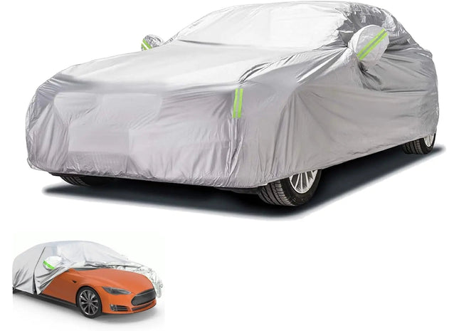 Autoschutzhülle Auto Abdeckung - Car Cover - Autoplane Silber Hülle Plane wasserdicht - für alle Arten von PKW / KFZ Autoabdeckung Abdeckplane (1)
