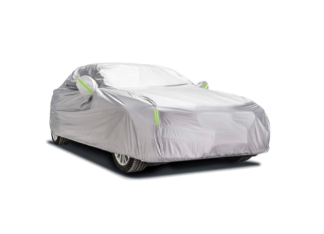 Premium Autoschutzhülle Auto Abdeckung - Car Cover - Autoplane Silber Hülle Plane wasserdicht - für alle Arten von PKW / KFZ Autoabdeckung Abdeckplane
