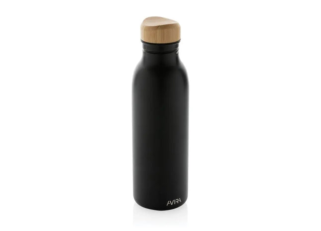 Avira Alcor Wasserflasche, 600ml aus RCS recyceltem Edelstahl - Tiefschwarz TK Gruppe® Grosshandel 
