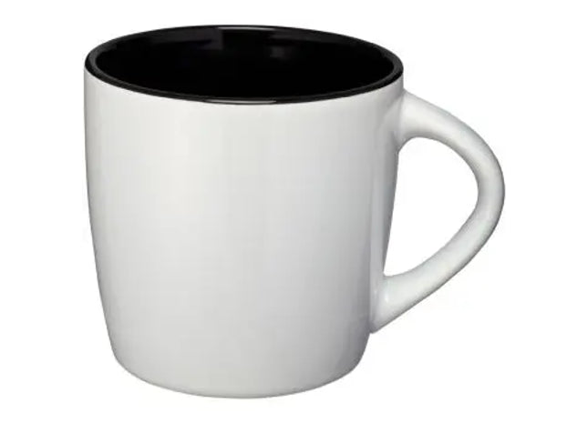 Aztec 340 ml Keramiktasse - Weiß-Schwarz, Hochwertiger Becher, Spülmaschinenfest, Stilvolles Design TK Gruppe® Grosshandel 
