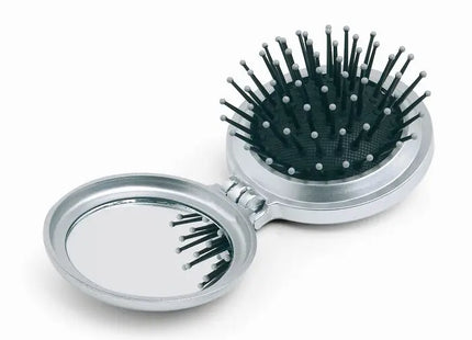 B BEAUTY Haarbürste mit integriertem Spiegel – Elegant in Silber TK Gruppe® Grosshandel 