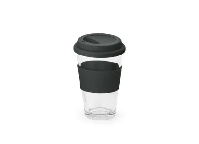 BARTY Reisebecher aus Glas 330ml – Eleganz in Schwarz TK Gruppe® Grosshandel 