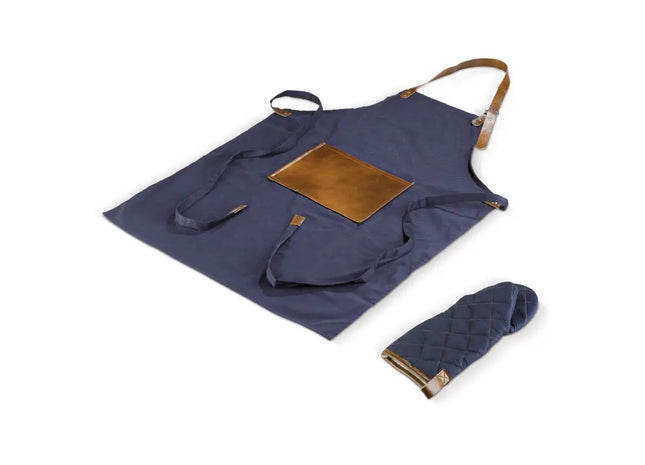 BBQ-Schürze und -Handschuh Set - dunkelblau, praktisch und stilvoll für Grillprofis TK Gruppe® Grosshandel 