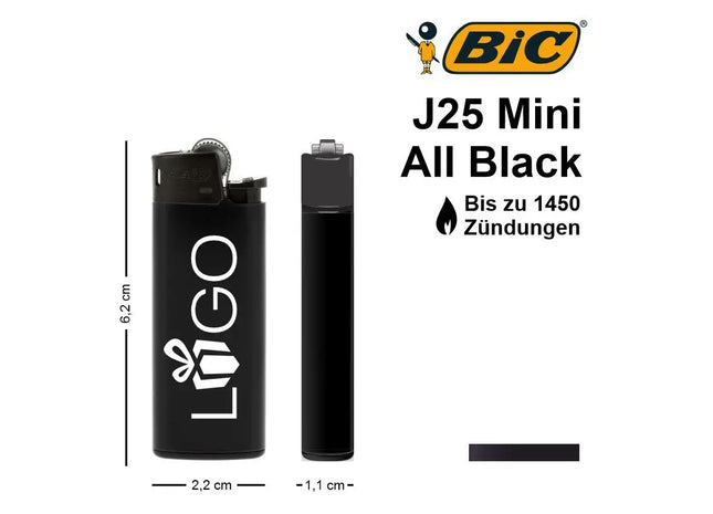 BIC J25 Mini All Black Feuerzeug – Kompakt, stilvoll, zuverlässig TK Gruppe® Grosshandel 