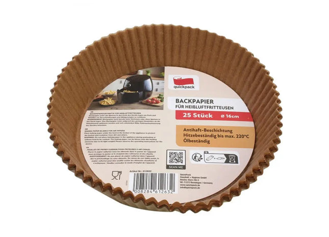 Backpapier für Heißluftfritteuse, 16 cm, 25 Stück, Antihaft & Hitzebeständig TK Gruppe® Grosshandel 