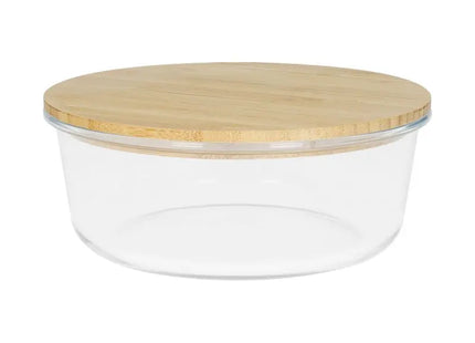 Balance Round Glass Box 19x7.5 cm - Transparent with Brown Detail, Elegant Storage Container TK Gruppe® Grosshandel 