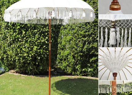 Bali Sun Canopy - 180cmD: Elegant White Shade Umbrella for Outdoor Relaxation TK Gruppe® Grosshandel 