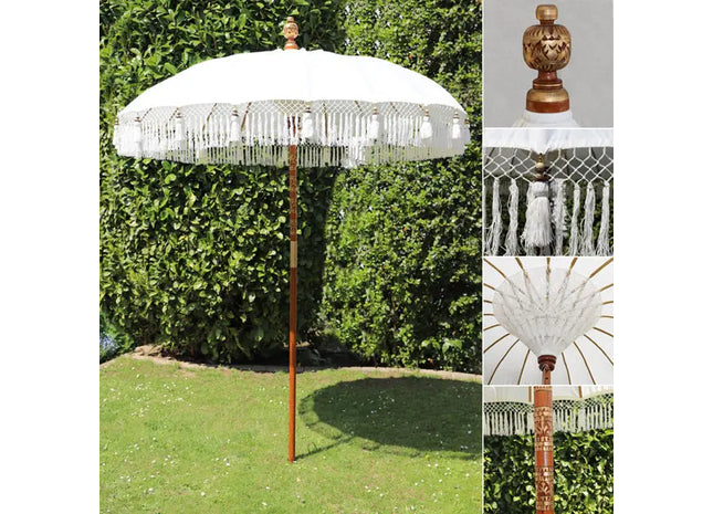 Bali Sun Canopy - 180cmD: Elegant White Shade Umbrella for Outdoor Relaxation TK Gruppe® Grosshandel 