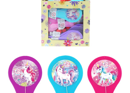 Einhorn-Paddelschläger/Ball-Set 12 cm – 3 verschiedene Designs in 3 Farben – lustiges Outdoor-Spielzeug für Kinder TK Gruppe® Grosshandel 