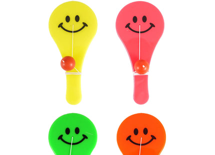 Paddelschläger/Ball Smile 12 cm - 4 sortierte Farben, Spaß-Schlägerset für Kinder TK Gruppe® Grosshandel 