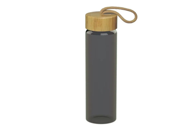 Bamboo Colour Glas-Trinkflasche 650 ml - Stilvolles Grau TK Gruppe® Grosshandel 