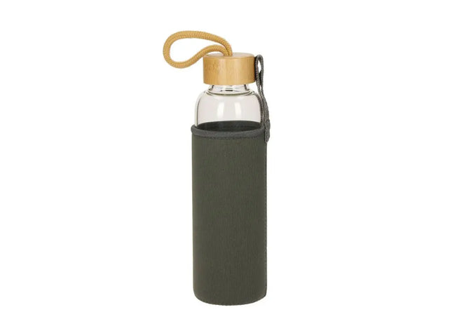 Bamboo Hüllengeschützte Glasflasche 550 ml - Klar Transparent TK Gruppe® Grosshandel 
