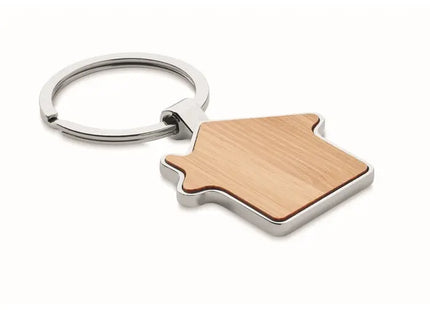Bambus Haus Schlüsselring BURNIE, Natürliches Holzfinish, Ökologisch TK Gruppe® Grosshandel 