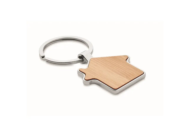 Bambus Haus Schlüsselring BURNIE, Natürliches Holzfinish, Ökologisch TK Gruppe® Grosshandel 