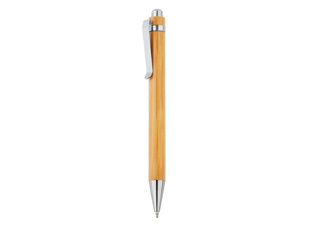 Bambus Kugelschreiber - Brauner und Silberner Stift, Nachhaltiges Schreibgerät TK Gruppe® Grosshandel 