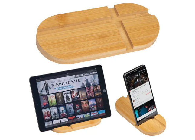 Bambus Multihalter für Tablets und Smartphones - Natürlich Beige TK Gruppe® Grosshandel 