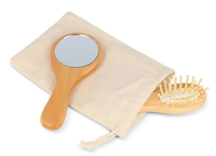 Bambus Pflegeset - Naturbürste und Spiegel, Umweltfreundliches Design TK Gruppe® Grosshandel 