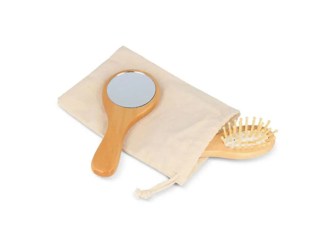 Bambus Pflegeset - Naturbürste und Spiegel, Umweltfreundliches Design TK Gruppe® Grosshandel 
