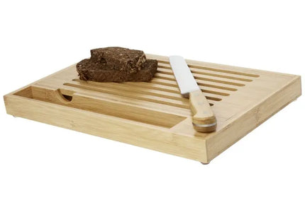 Bambus-Schneidbrett mit Messer, Naturfarben und Silber – Ideal für Küchen TK Gruppe® Grosshandel 