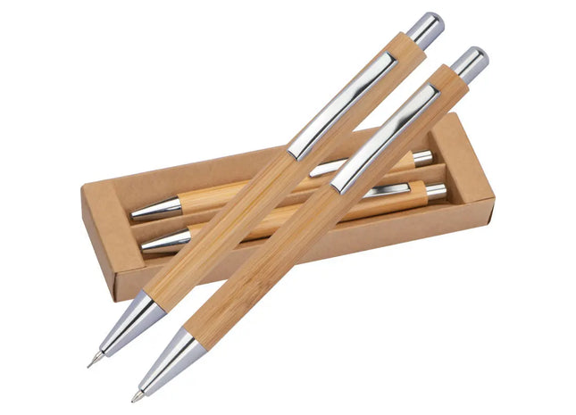 Bambus Schreibset in Beige - Ökologisches Designerschreibzeug TK Gruppe® Grosshandel 
