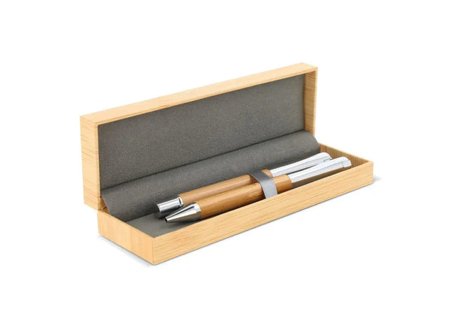 Bambus Schreibset: Kugelschreiber & Rollerball – Natürliches Holzdesign TK Gruppe® Grosshandel 