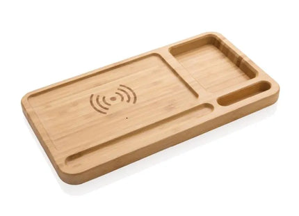 Bambus Schreibtisch-Organizer mit 10W Kabellosem Ladegerät - Braun Multifunktional, Nachhaltig TK Gruppe® Grosshandel 