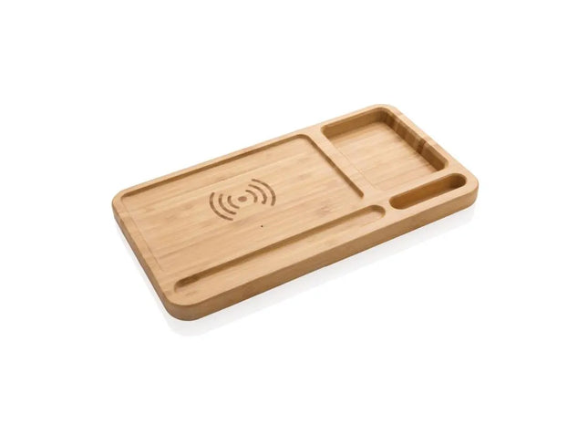 Bambus Schreibtisch-Organizer mit 10W Kabellosem Ladegerät - Braun Multifunktional, Nachhaltig TK Gruppe® Grosshandel 