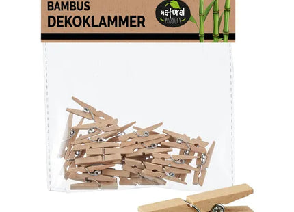 Bambus Wäscheklammern, ca. 3cm, 24er Set – Umweltfreundliche Haushaltshelfer TK Gruppe® Grosshandel 