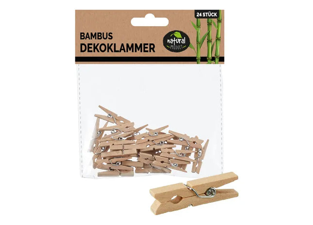 Bambus Wäscheklammern, ca. 3cm, 24er Set – Umweltfreundliche Haushaltshelfer TK Gruppe® Grosshandel 
