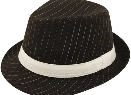 Schwarzer Gangsterhut für Erwachsene mit weißen Streifen/Band | Klassischer Hut im Mafia-Stil TK Gruppe® Grosshandel 