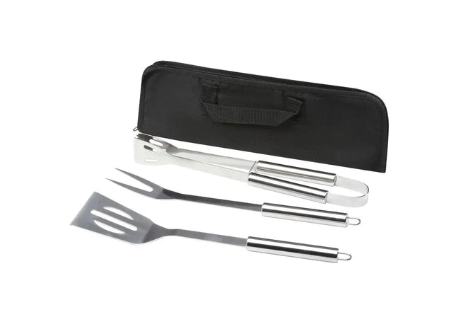 Barcabo 3-teiliges Grillset – Edles BBQ-Zubehör in Silber TK Gruppe® Grosshandel 