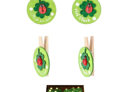 Bastelklammern Viel Glück, 2er Set, ca. 7cm Lang, Dekorativ TK Gruppe® Grosshandel 