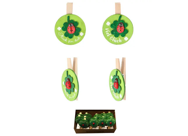 Bastelklammern Viel Glück, 2er Set, ca. 7cm Lang, Dekorativ TK Gruppe® Grosshandel 