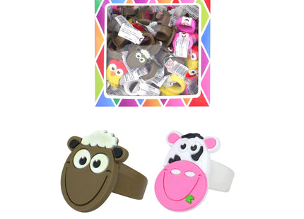 Bauernhof-Ringe, 2x3 cm, 4 verschiedene Designs - Kinderaccessoires TK Gruppe® Grosshandel 