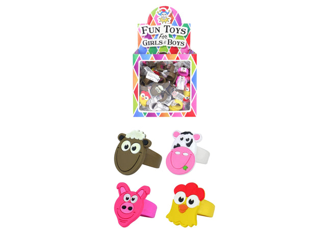 Bauernhof-Ringe, 2x3 cm, 4 verschiedene Designs - Kinderaccessoires TK Gruppe® Grosshandel 